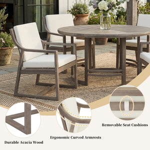 Outdoor Dining Set 5-Piece Patio Table and Chairs with Umbrella Hole