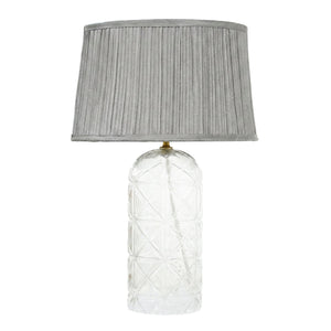 Luxora Decorative Glass Table Lamp with Gold Finish and Grey Shade