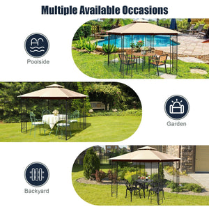 10 x 10 Feet L-Shaped Patio Canopy Gazebo Outdoor 2-Tier Steel Tent