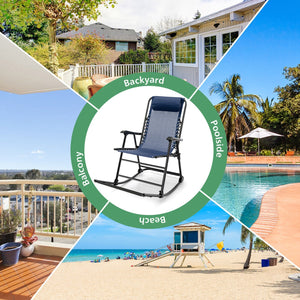 Outdoor Patio Camping Lightweight Folding Rocking Chair with Footrest