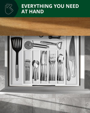 Silverware Drawer Organizer, White (9 Slots)