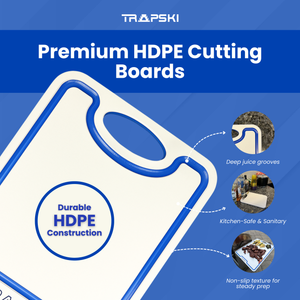 TRAPSKI Premium 1/2 Inch Thick HDPE Cutting Boards | Food-Grade Kitchen Prep Surface | Juice Grooves | Made in the USA - TRAPSKI
