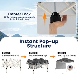 7 x 7 FT Pop-Up Canopy Tent with 1 Push Center Lock for Sports Picnic Camping