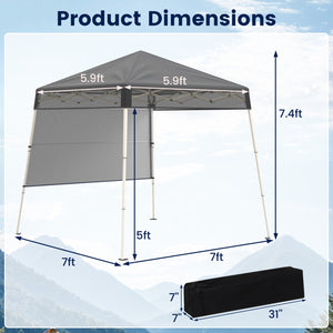 7 x 7 FT Pop-Up Canopy Tent with 1 Push Center Lock for Sports Picnic Camping