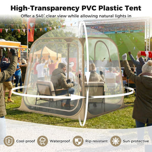7 x 7 FT Pop Up Sports Tent Clear Bubble Tent All-Weather Waterproof Pod with Sealed Floor