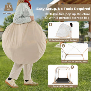 7 x 7 FT Pop Up Sports Tent Clear Bubble Tent All-Weather Waterproof Pod with Sealed Floor