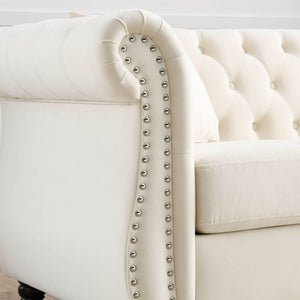 Chesterfield Sofa With Rolled Arms And Nailhead Trim