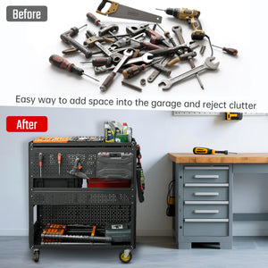 3-Tier DIY Detachable Utility Cart With Steel Pegboard