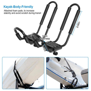 Title: 1 Pair Universal J-Bar Kayak Carrier 220LBS Load Heavy Duty Canoe Car Top Mount Carrier Roof Rack w/ 2Pcs Tie Down Straps