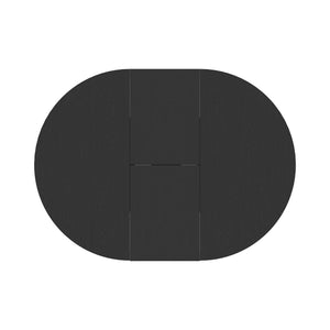 Dining Table For Farmhouse Kitchen Expandable Oval Table Top With Removable Leaf Trestle X Shaped Base - Black