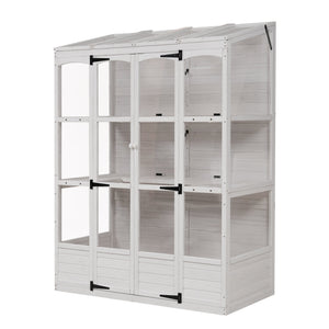 TOPMAX 78-Inch Wooden Greenhouse with Skylights and Folding Shelves