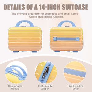 14'/20' 2-Piece PC Spinner Wheel Luggage Set in Gradient Blue and Yellow