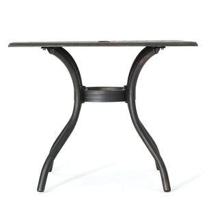 Enchantia Outdoor Square Dining Table with Weave Tabletop and Flared Legs - Copper