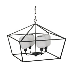 26" Iron Chandelier - Sleek Industrial Style