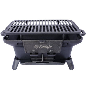 Oval Cast Iron Grill Outdoor Portable Charcoal Tabletop Skillet