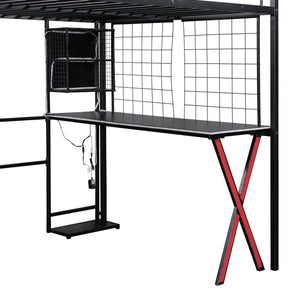 Loft Bed With Built In Work Station, Wardrobe, Storage Staircase And LED