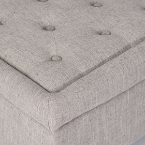 Dean Fabric Storage Wide Tufted Rectangle Ottoman - Gray