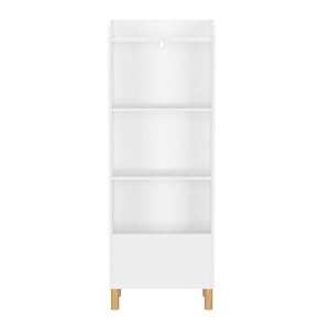 4 Tier Bookcase with Safety Restraint and Storage Cabinet - White