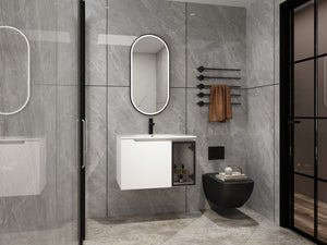 30" Wall-Mounted Bathroom Vanity With Ceramic Sink, Glossy
