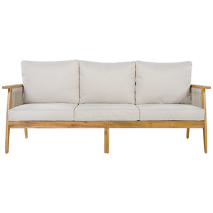 Outdoor Acacia Wood and Rope 3 Seater Patio Sofa