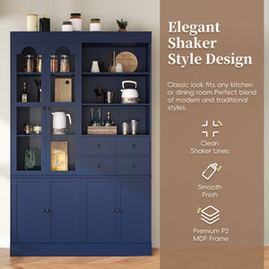 TOPMAX Freestanding Buffet With Hutch - Tall Kitchen Pantry Cabinet