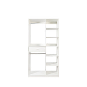 Freestanding Closet System with 6 Open Shelves and 2 Hanging Rods