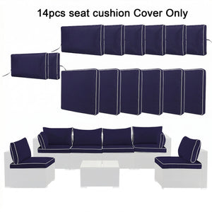 Cushion Covers for 7-Piece (6-Seaters) Wicker Rattan Sectional Sofa - Navy Blue