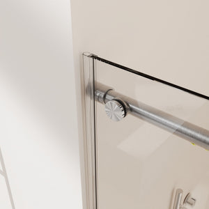 Frameless Single Sliding Soft Close Shower Doors, 5/16" Sgcc Tempered Glass