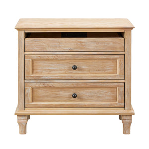 28" Wood Nightstand with Charging Station
