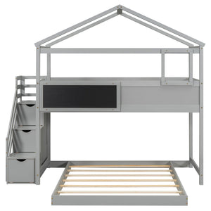 House Style Bunk Bed With Storage Staircase And board