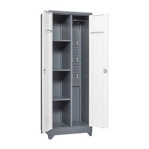 Lockers With Locking Doors, Adjustable Shelves, High Broom Tool Storage Cabinet