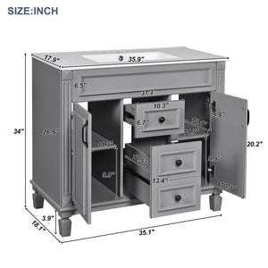 Bathroom Vanity With Top Sink and Soft-Closing Storage