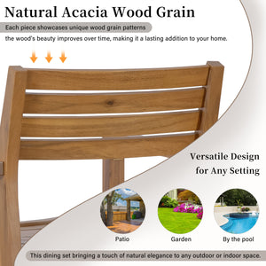 U_STYLE 5-Piece Outdoor Dining Set with Acacia Wood Chairs