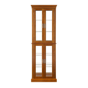 Lighted Curio Cabinet With Adjustable Shelves and Mirrored Back Panel