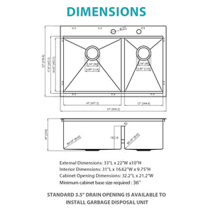 Topmount, Drop In Double Bowl Kitchen Sink