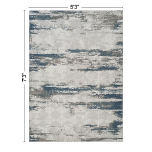 Geometrix - 5'3" X 7'3" Area Rug With Geometric 3D Effect - Gray / Ivory