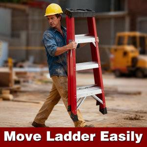 Fiberglass Single-Sided Stepladder for Electrical and Construction Use