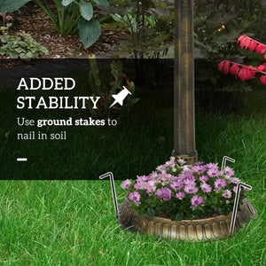 Outsunny 28" Antique Bronze Bird Bath with Pedestal Flower Planter Base