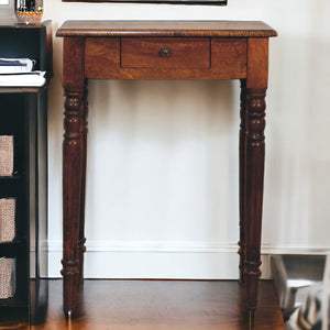 Artisan Furniture Solid Wood Chestnut Turned Leg Writing Desk, 1-Drawer