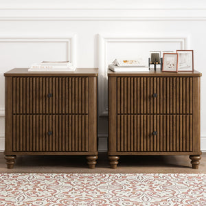 Modern Fluted Nightstand With 3 Drawers