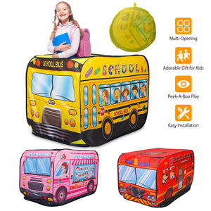 Kids Play Tent Foldable Pop Up Fire Truck Tent Portable Children Baby Play House W/ Carry Bag For Indoor Outdoor Use