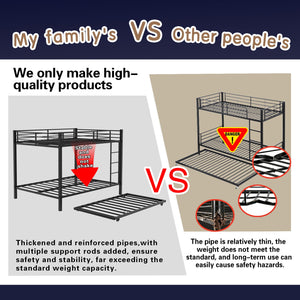 Durable Square Tube Iron Full-Size Bunk Bed