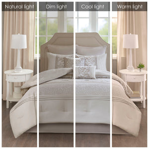 Embroidered 8 Piece Comforter Set Neutral King