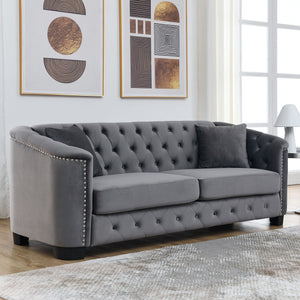 Modern Chesterfield Sofa With Tufted Backrest For Living Room