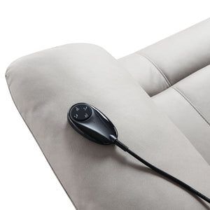 Chriki Beige Chenille & Black Finish Power Recliner with Lift, Heating, and Massage