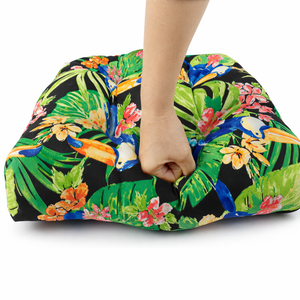 Outdoor Chair Cushions Set of 2, 19 x 19 x 4 Inch Tufted Seat Cushions