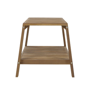 2-Piece Outdoor Gray Acacia Wood Conversation Set