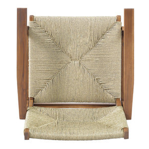 5-Piece Outdoor Dining Set: Teak Finish Round Acacia Wood Table & 4 Wicker Armchairs