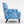 Upholstered Accent Chair with Blue and White Porcelain Print Linen Fabric