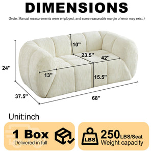 Quilted Cloud Sofa With Rounded Armrests And Piano Key Backrest Design